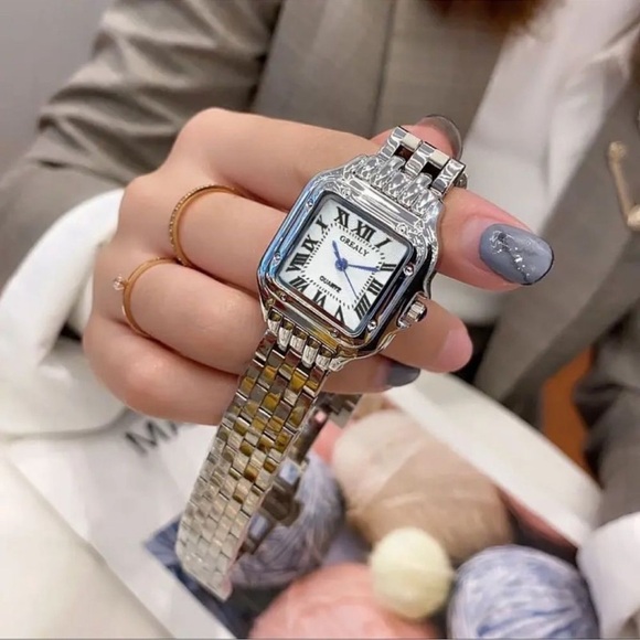 Panthere Classic Rectangle Stainless Steel Watch - Picture 12 of 13